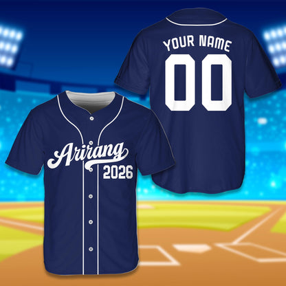 Navy blue arirang baseball jersey front view