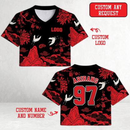 Another front view of the customized crop baseball jersey