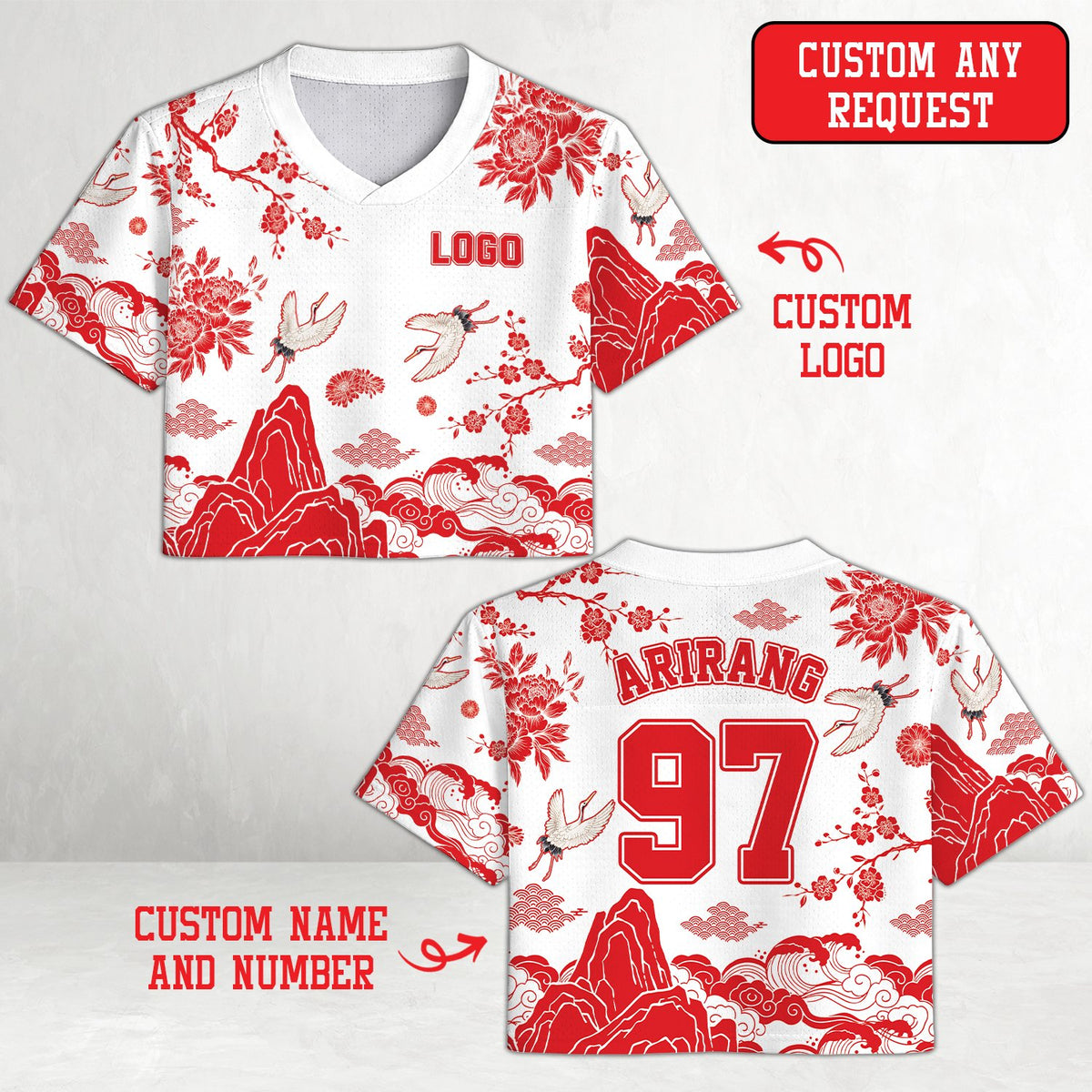 Front flat lay of the multicolor personalized baseball jersey