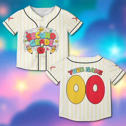 Back view of the personalized baseball jersey for adults showing pink and green details