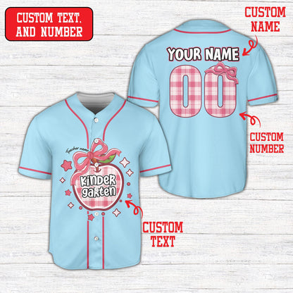 Blue front view of the back to school baseball jersey