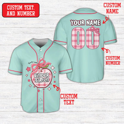 Green front view of the personalized baseball jersey