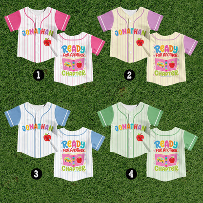 Close up front detail of the custom name baseball jersey