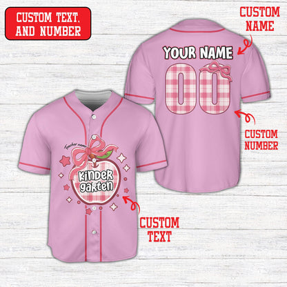 Alternative pink front view of the custom baseball jersey