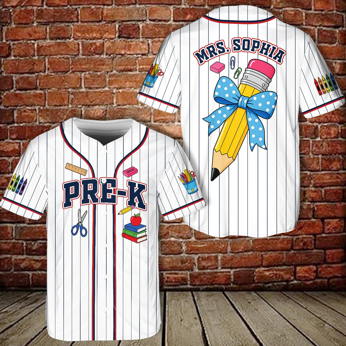 Full view of back to school baseball jersey design