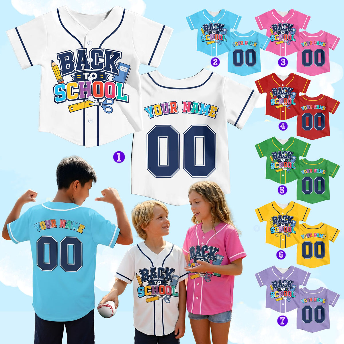 Lifestyle image showing the custom name and number baseball jersey in white