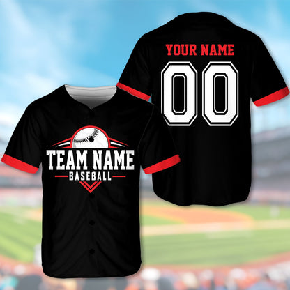 Black personalized baseball jersey front view two