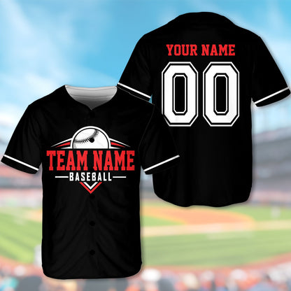 Black personalized baseball jersey front view eight