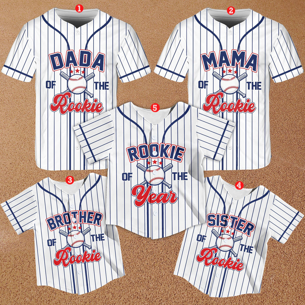 Family matching baseball jersey with Rookie of the Year theme