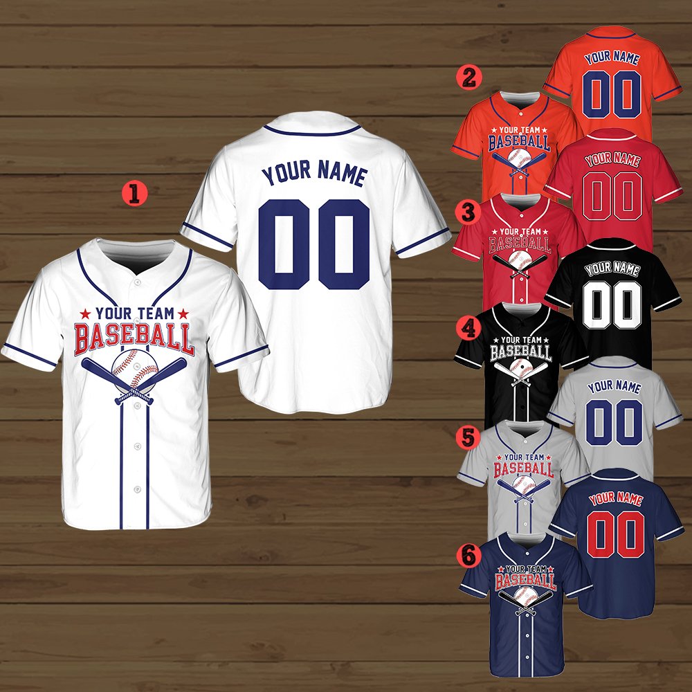 Personalized baseball jersey angled view
