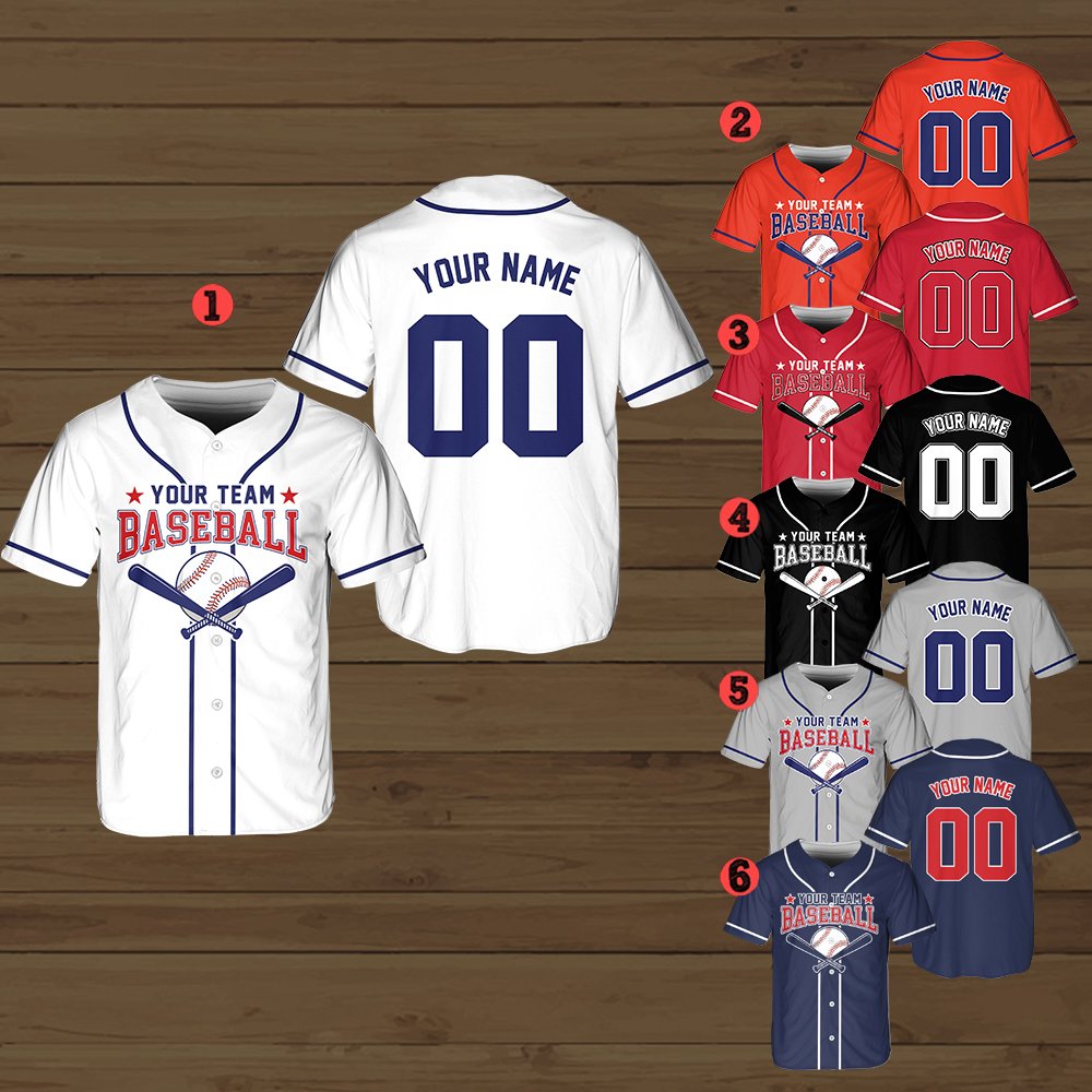 Classic solid pattern personalized baseball jersey