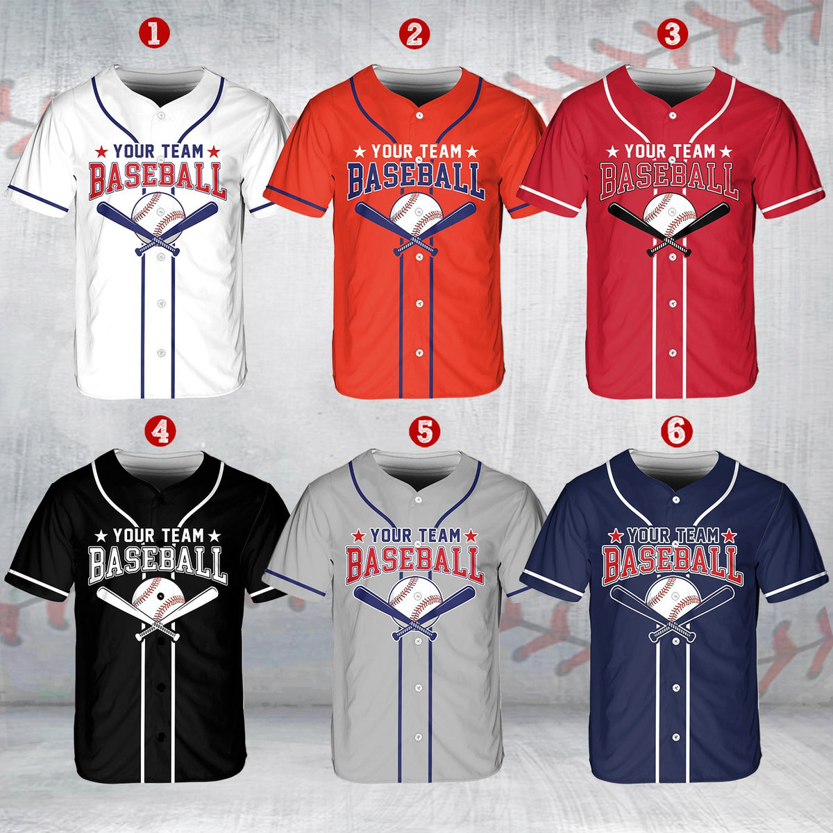 Customizable baseball jersey with front graphic