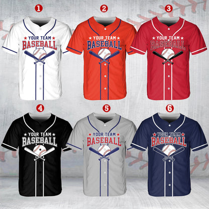 Customizable baseball jersey with front graphic