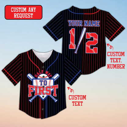 Another front view of the black half baseball jersey