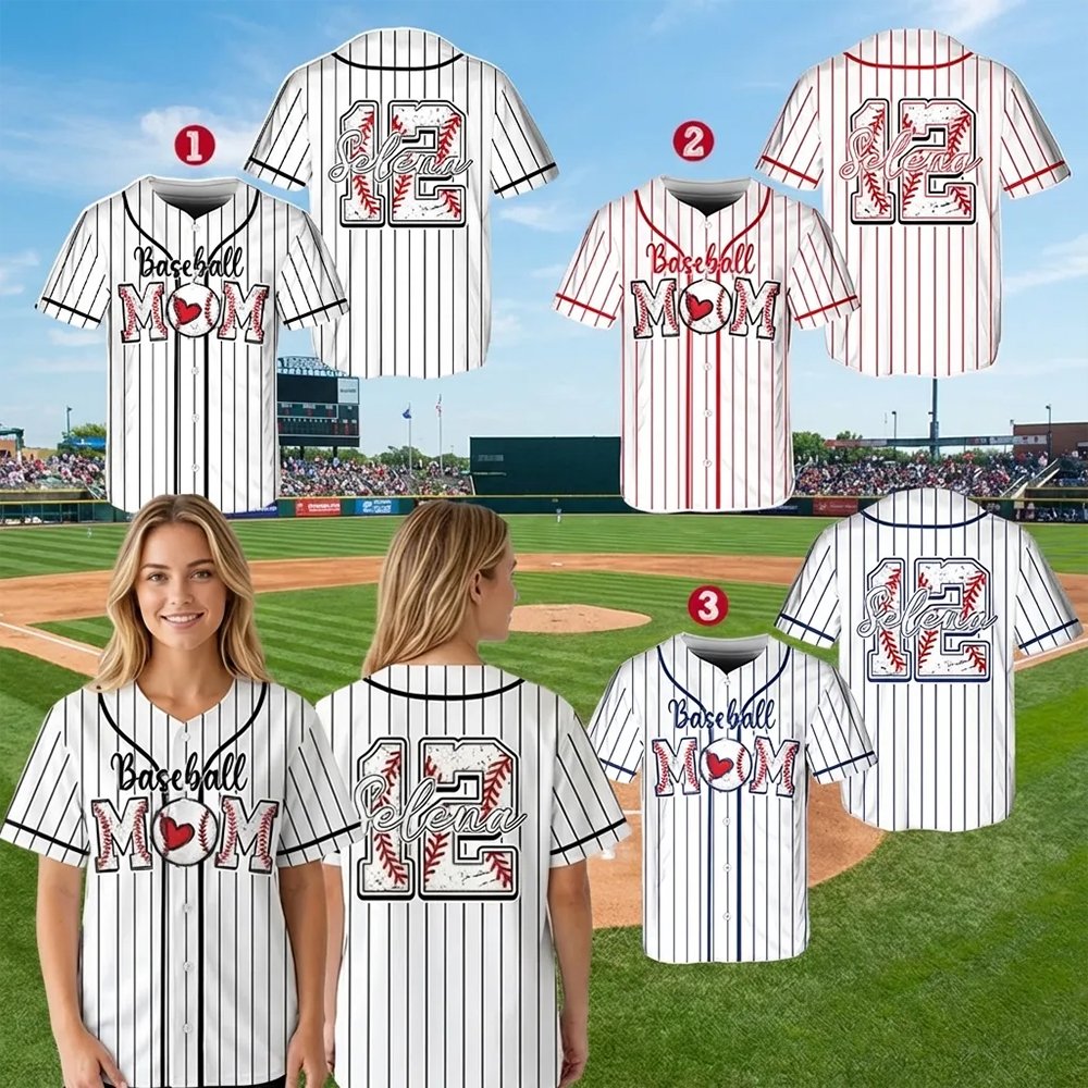 Third lifestyle view showing white mom baseball jersey