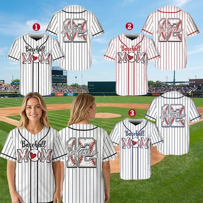 Third lifestyle view showing white mom baseball jersey