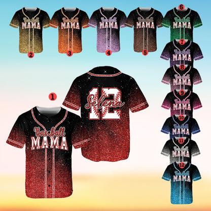 Personalized multicolor mom baseball jersey, alternate front view 2
