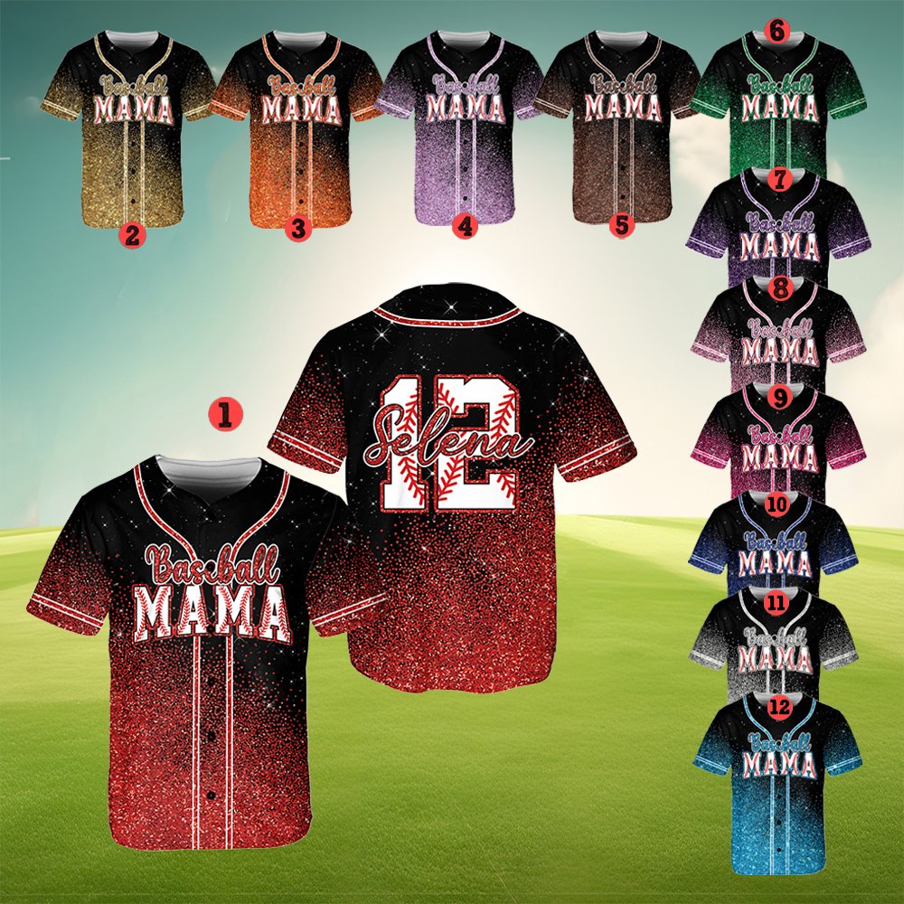 Personalized multicolor mom baseball jersey, alternate front view 4
