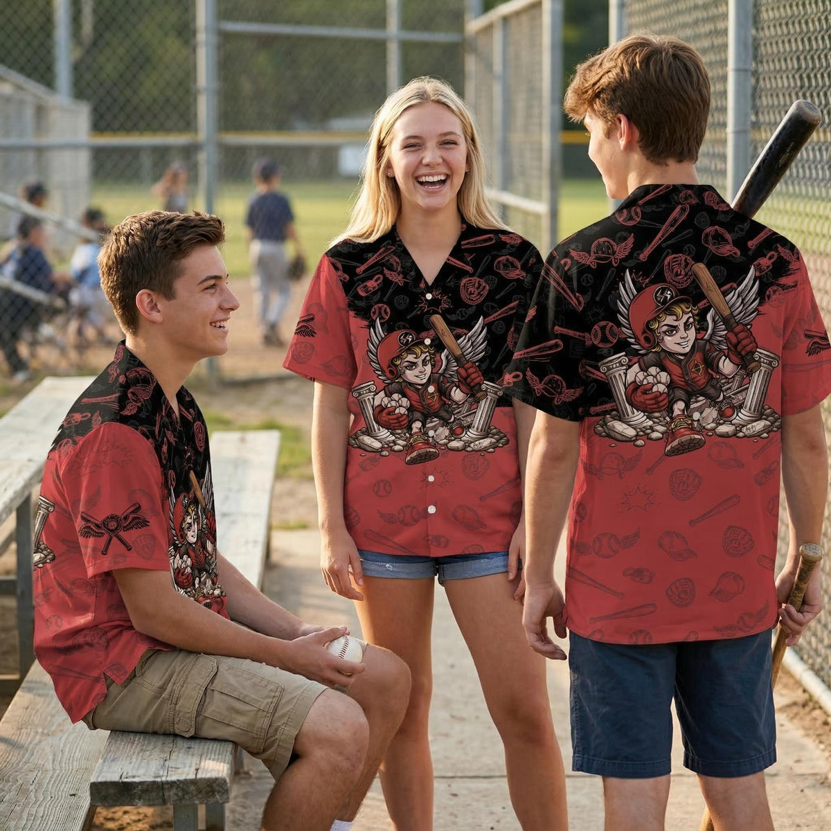 Fourth lifestyle view highlighting the striking diagonal color split and pattern of the jersey