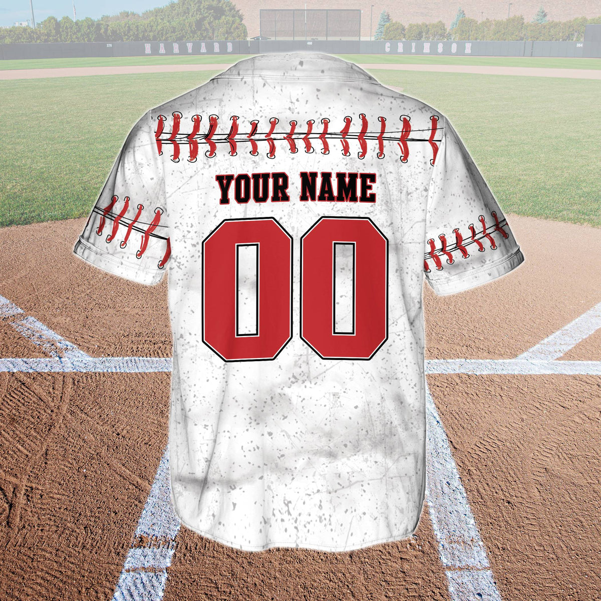 Back view of the personalized baseball jersey showing custom name and number placement