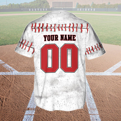 Back view of the personalized baseball jersey showing custom name and number placement