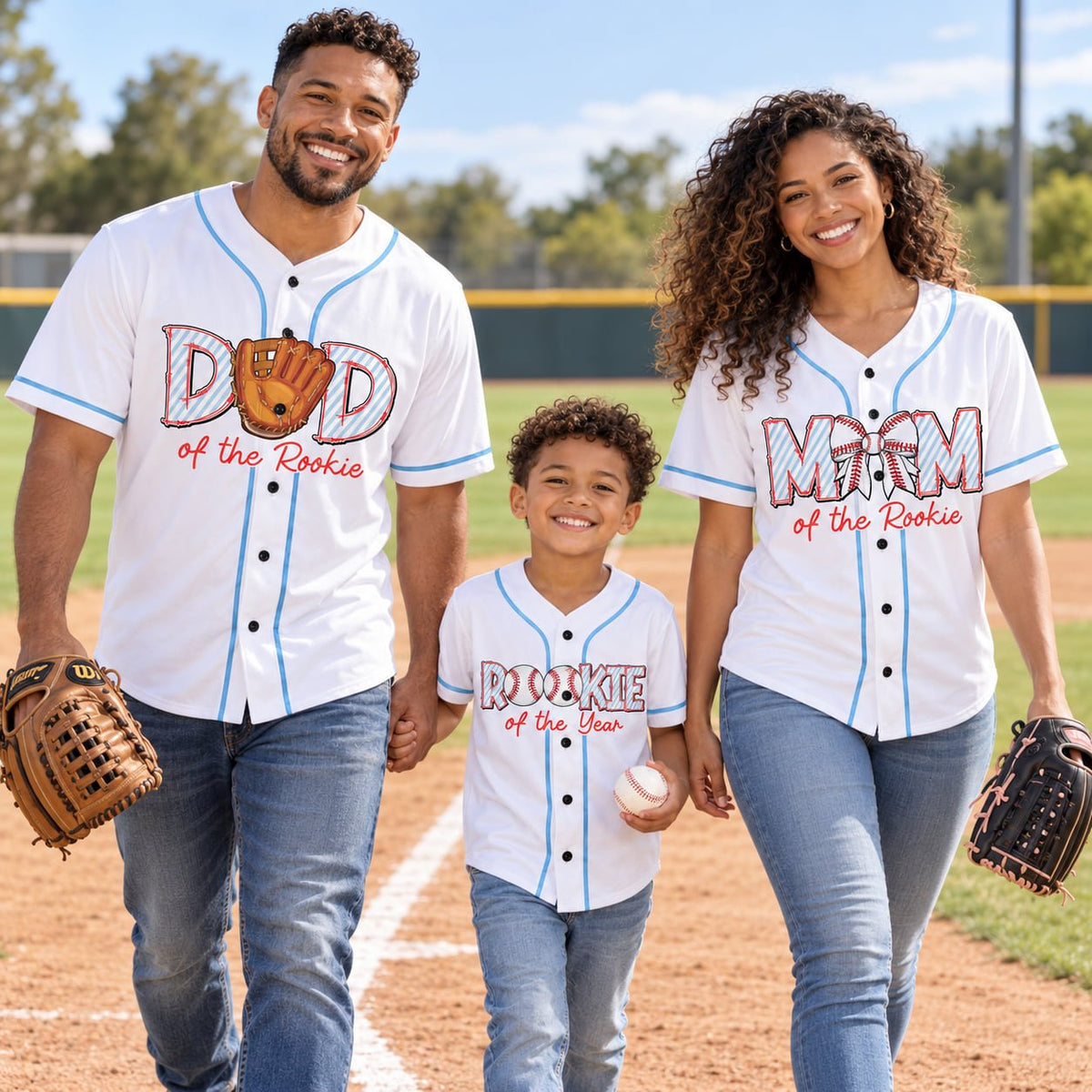 White solid baseball jersey showing Rookie text, front view