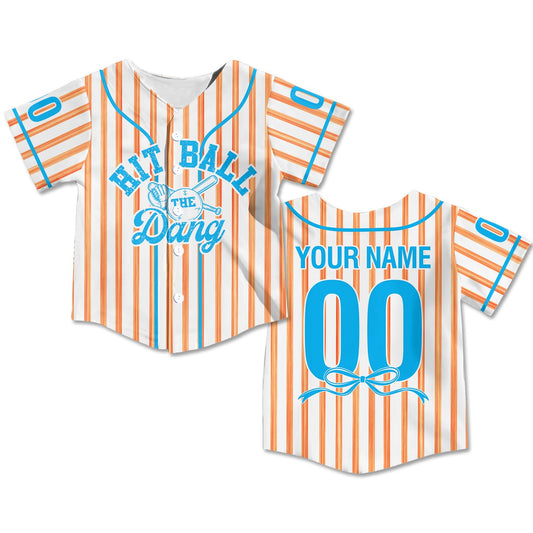 Main view of the white stripes baseball jersey with custom name and number