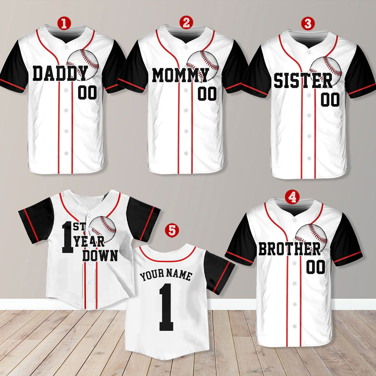Back view showing custom name and number on personalized baseball jersey