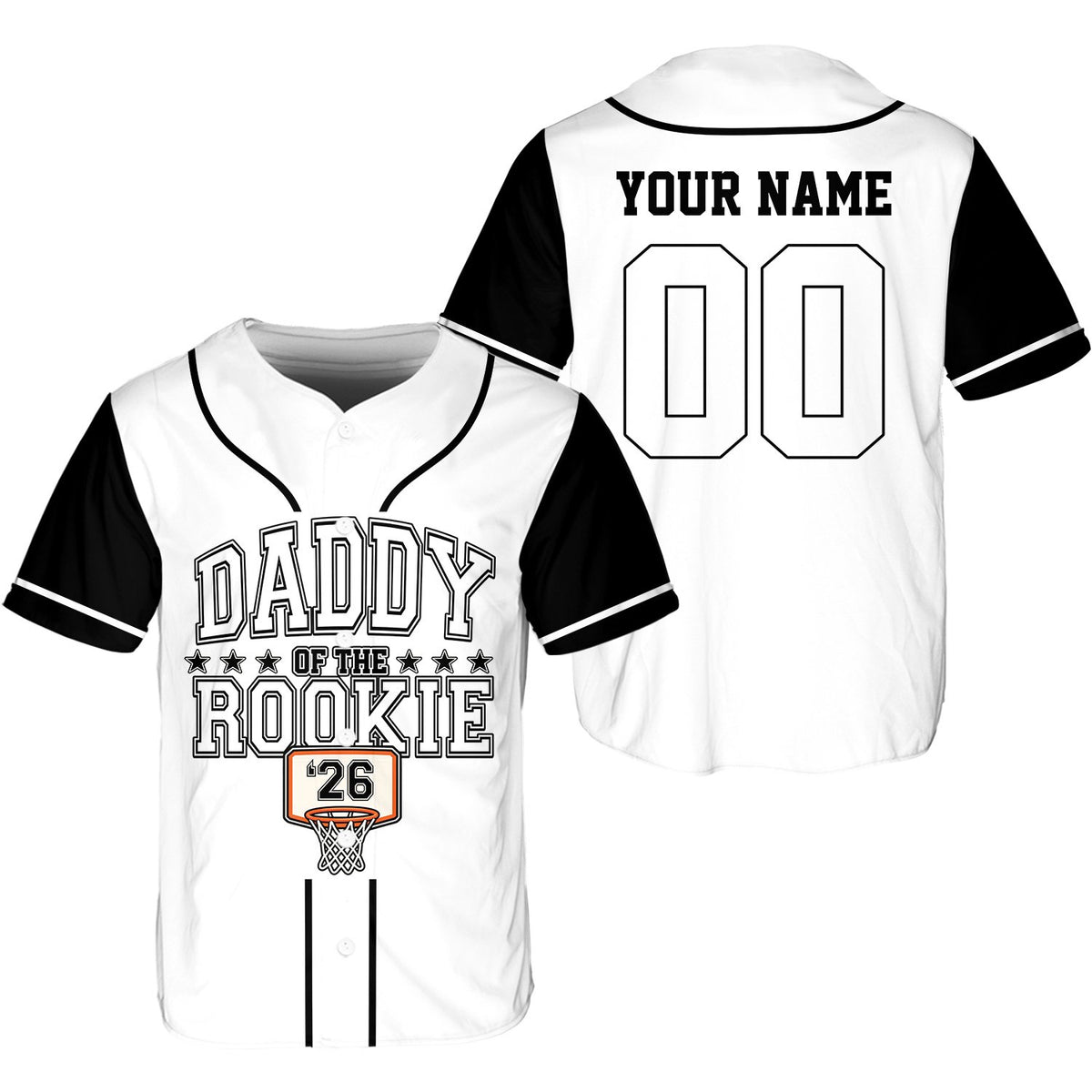 Rookie of the year graphic on baseball jersey front