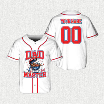 Front view of the custom bbq baseball jersey in white