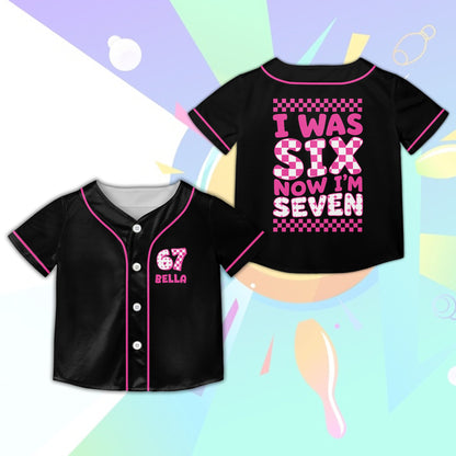 Black personalized baseball jersey front view with custom chest graphic.