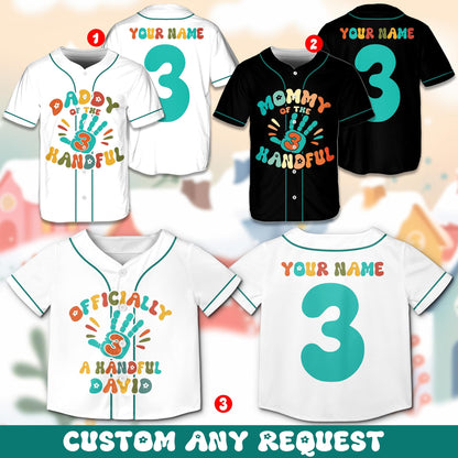 Personalized multicolor retro birthday baseball jersey with custom name and number, front view