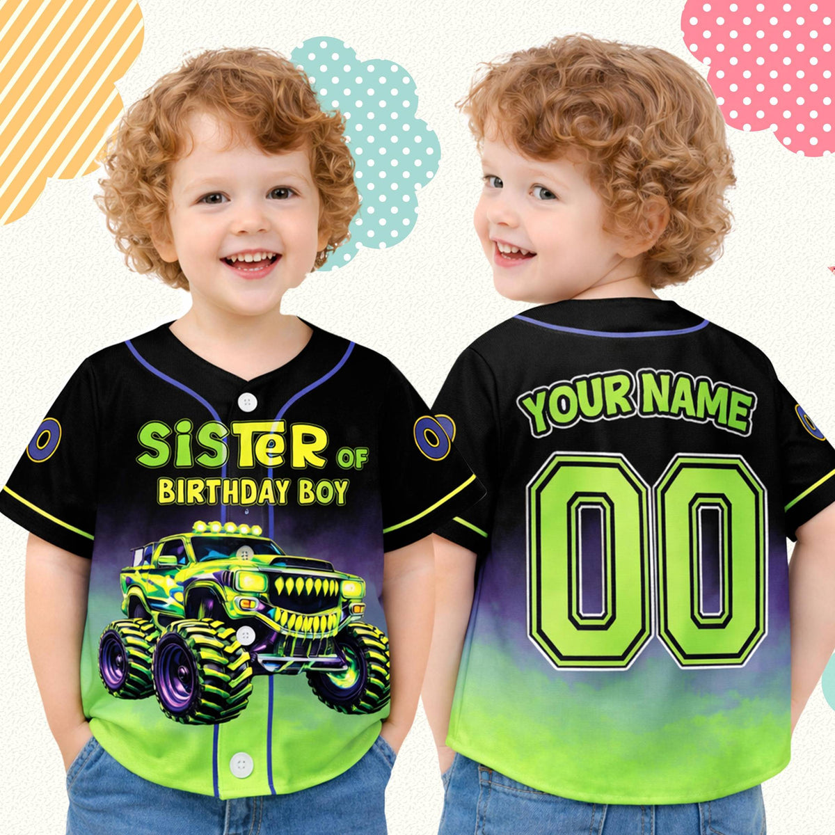 Detailed front view of the personalized birthday baseball jersey for adults