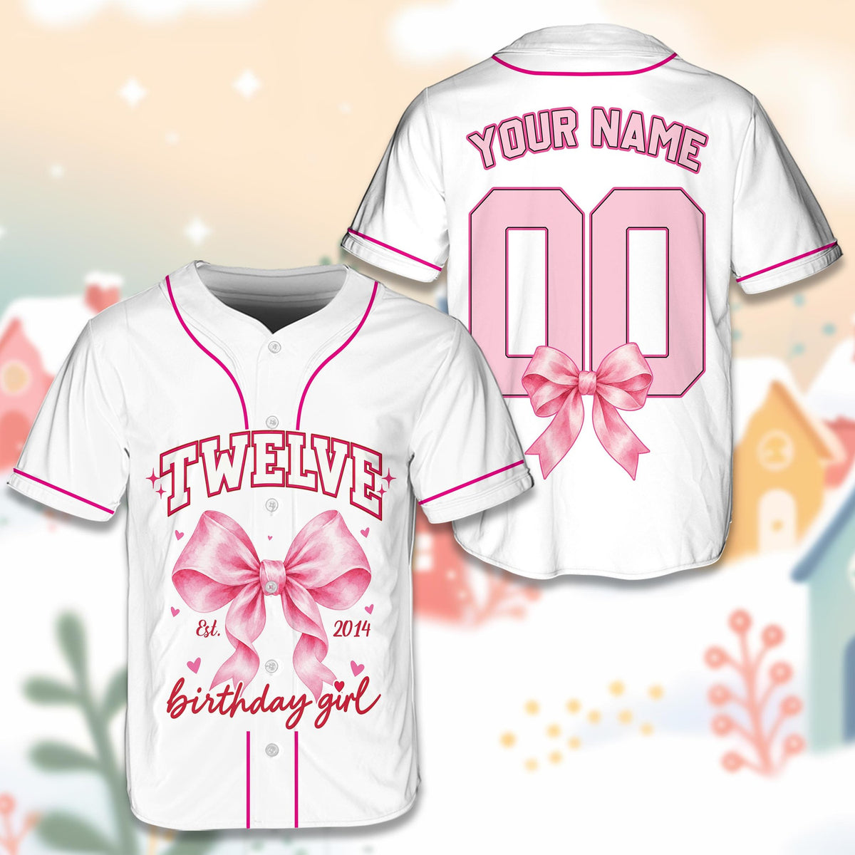 Back view showing custom name and number on the birthday baseball jersey