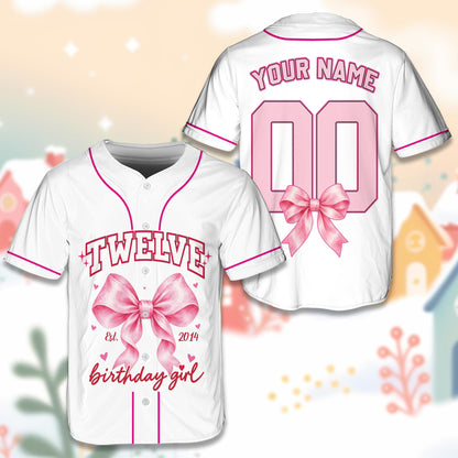 Back view showing custom name and number on the birthday baseball jersey