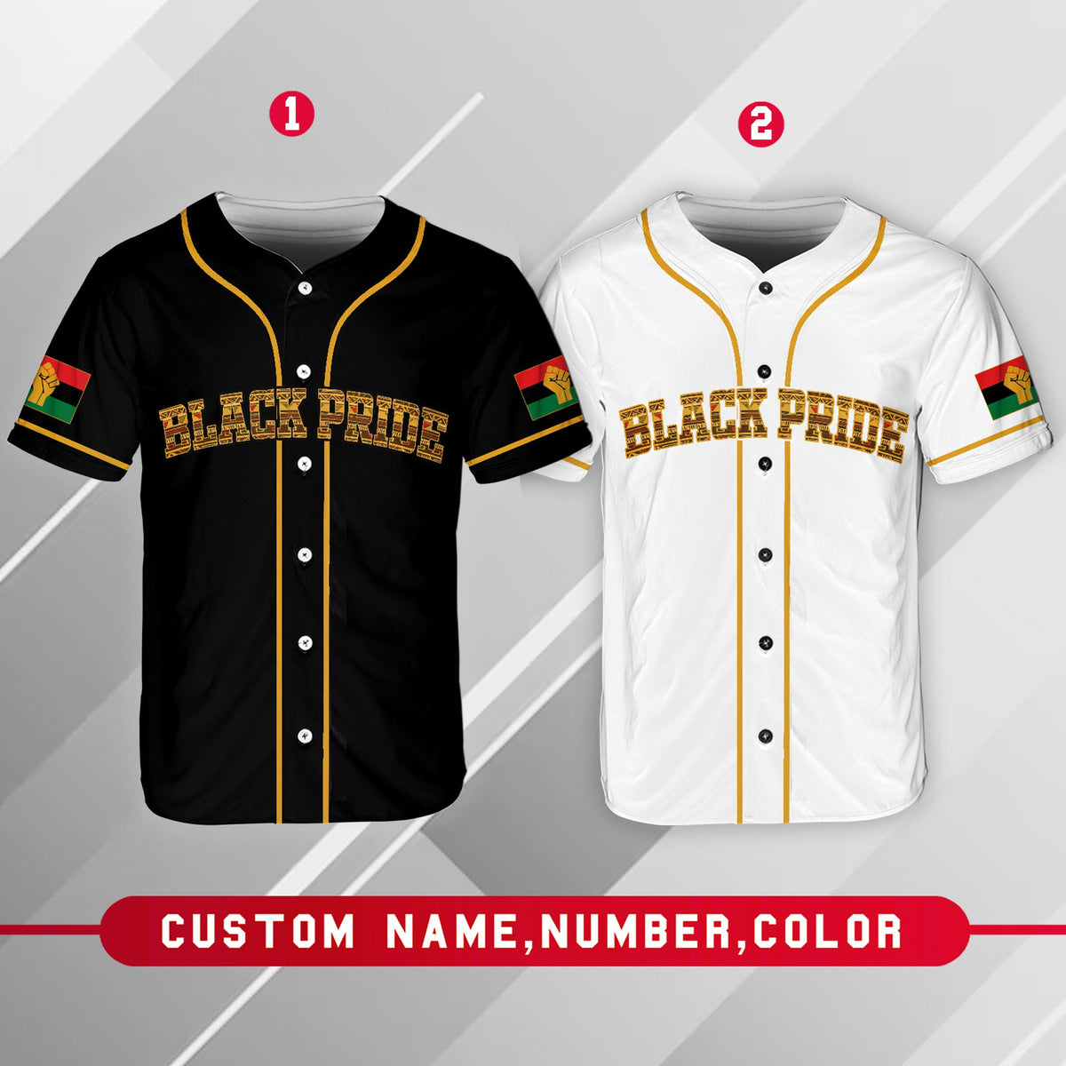 Detailed front view of the custom baseball jersey