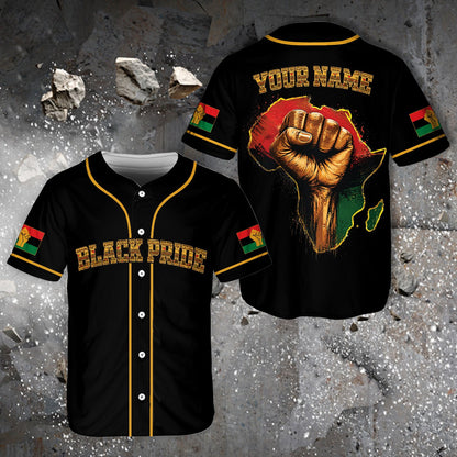 Another front angle of the Black Pride adult baseball jersey