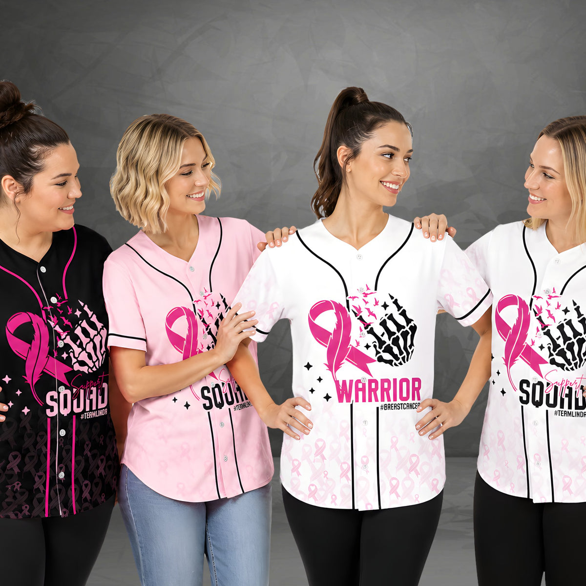 Second lifestyle view of someone wearing the personalized multicolor baseball jersey