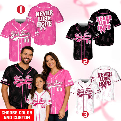 Third lifestyle view showing the back NEVER LOSE HOPE design