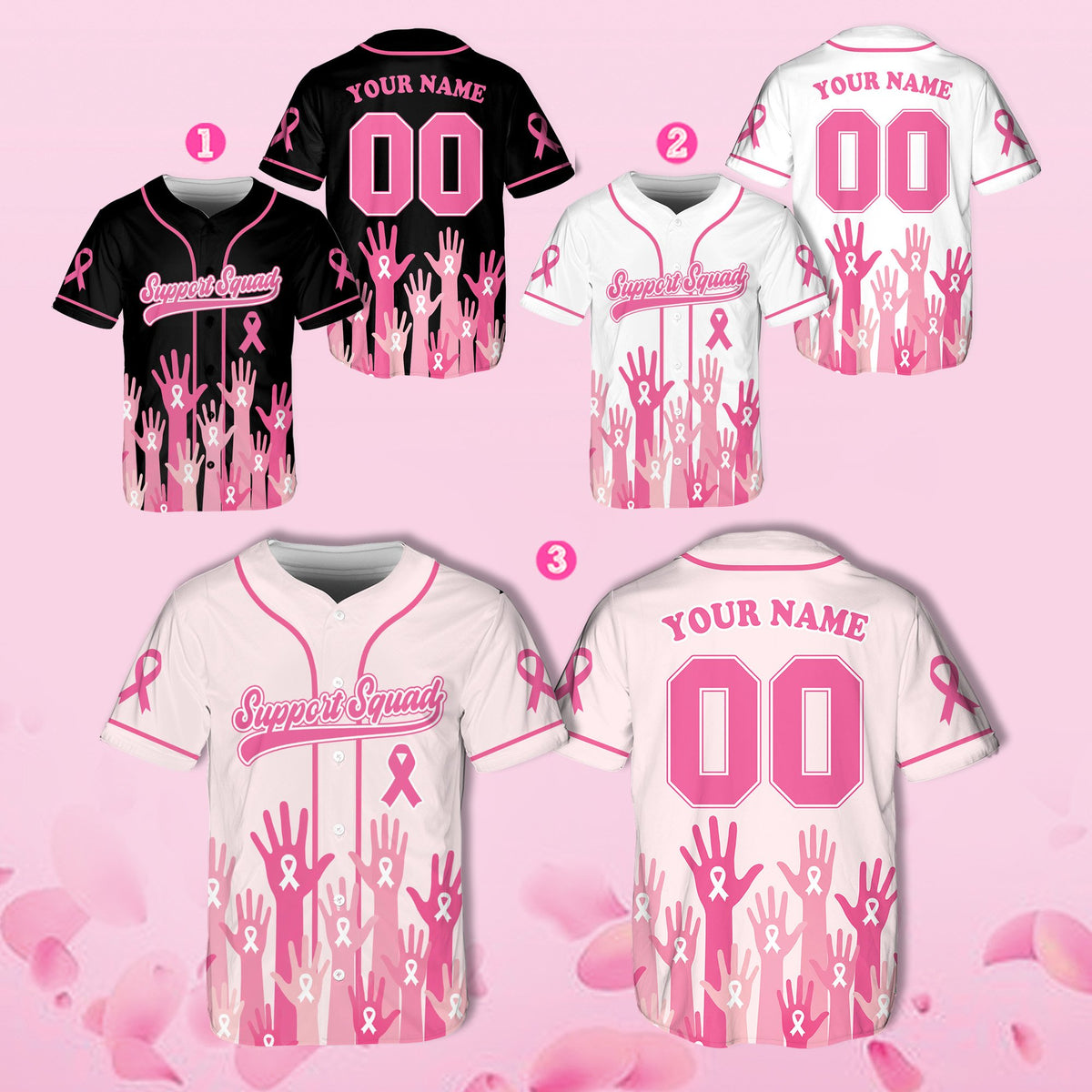 Another lifestyle angle of the breast cancer awareness custom baseball jersey