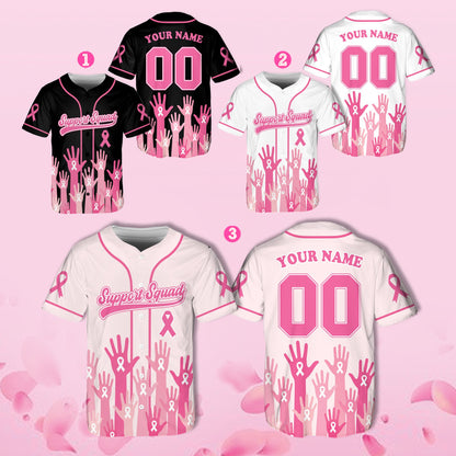 Another lifestyle angle of the breast cancer awareness custom baseball jersey