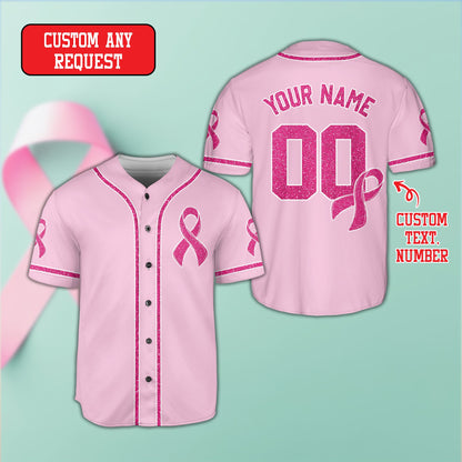 Second pink front view of the personalized baseball jersey