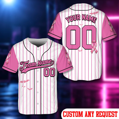Alternative front view of the custom white breast baseball jersey