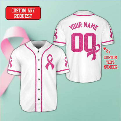 Second white front view of the breast cancer awareness jersey