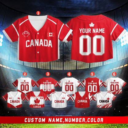 Alternate front view of custom red and white baseball jersey
