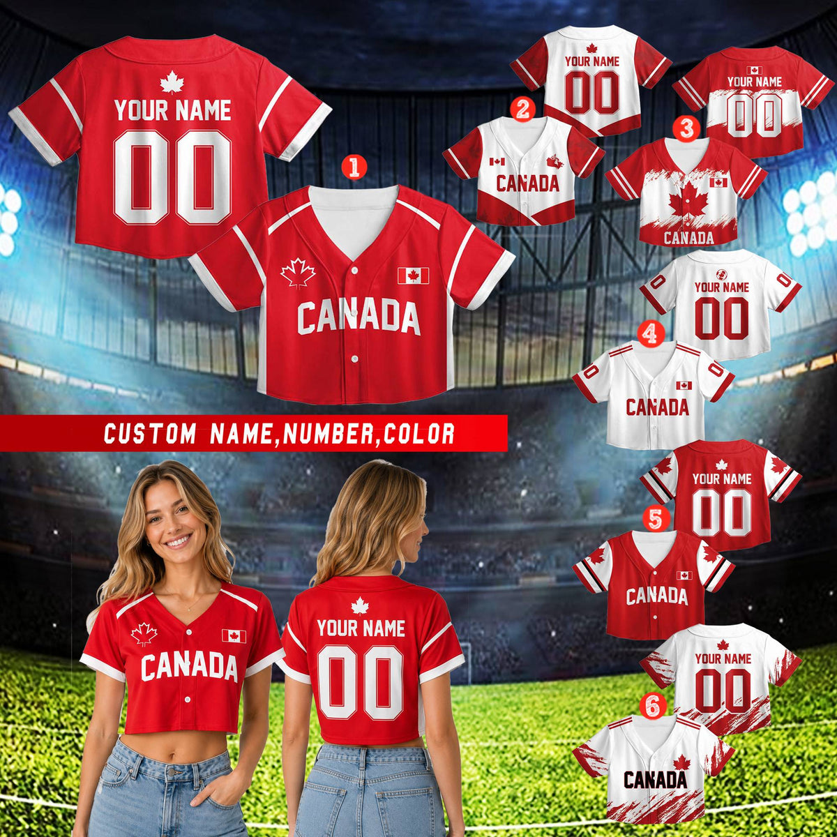Second lifestyle view of person wearing the custom red and white baseball jersey
