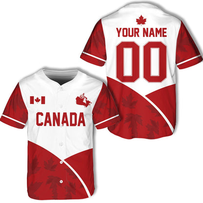 Front view of the personalized white and red baseball jersey variation