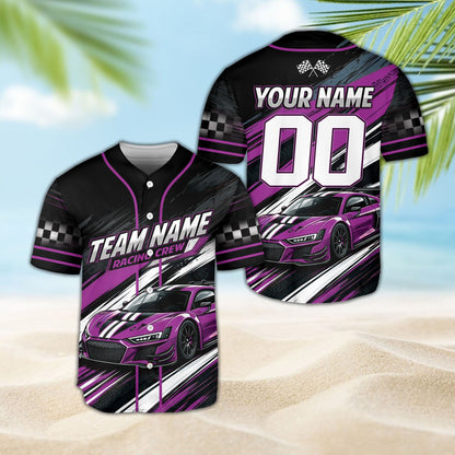 Dynamic diagonal lines on the racing baseball jersey