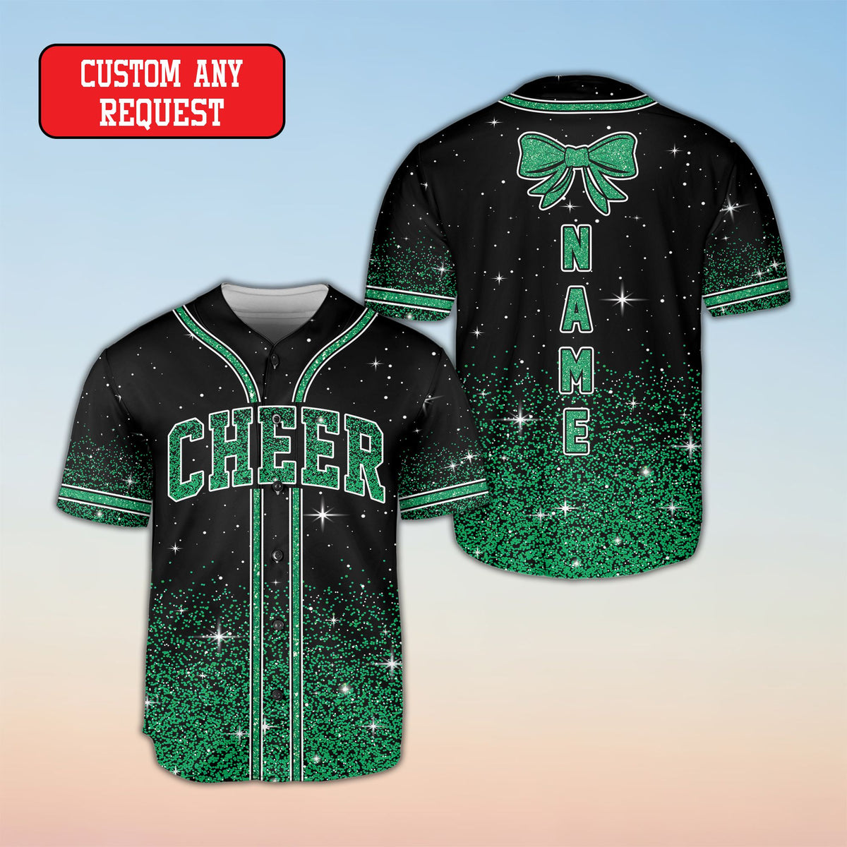 Front view showing abstract starry night design on baseball jersey