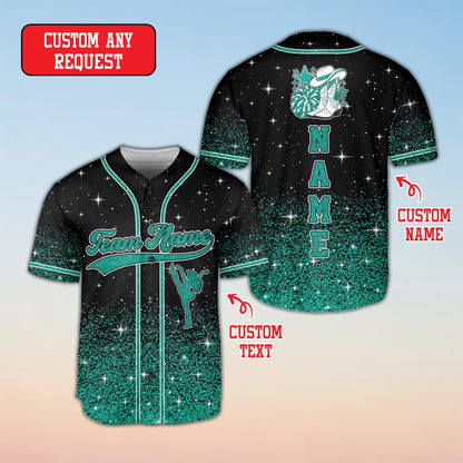 Additional front view showing the detailed silhouette on the cheerleading baseball jersey